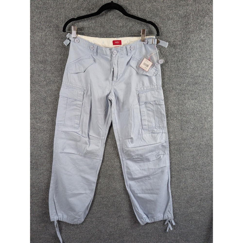 Vintage Y2K Mossimo Cargo Pants Blue Fog Cotton Utility Trousers Size 9 NEW